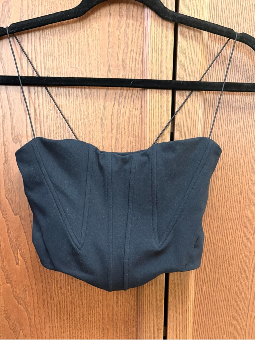 Joah Brown Black Bustier Crop Top with Thin Straps